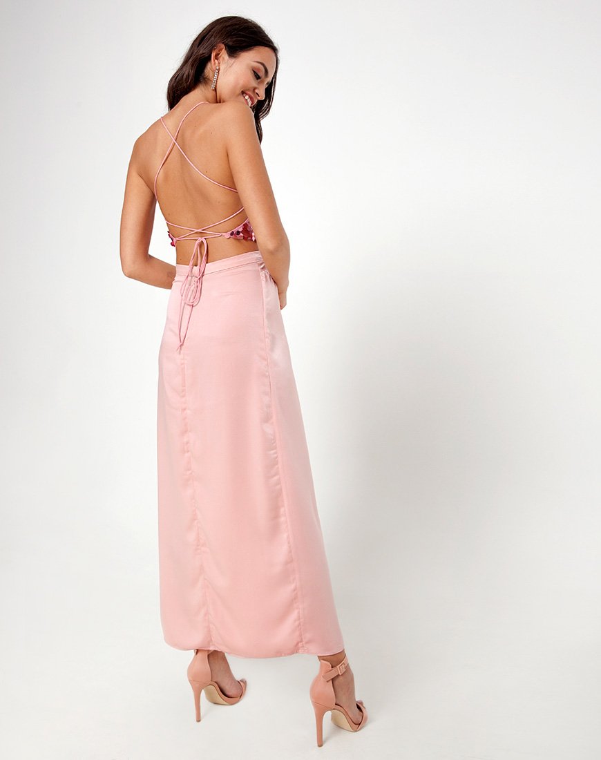 Melanta Maxi Prom Rok in Satijn Blush