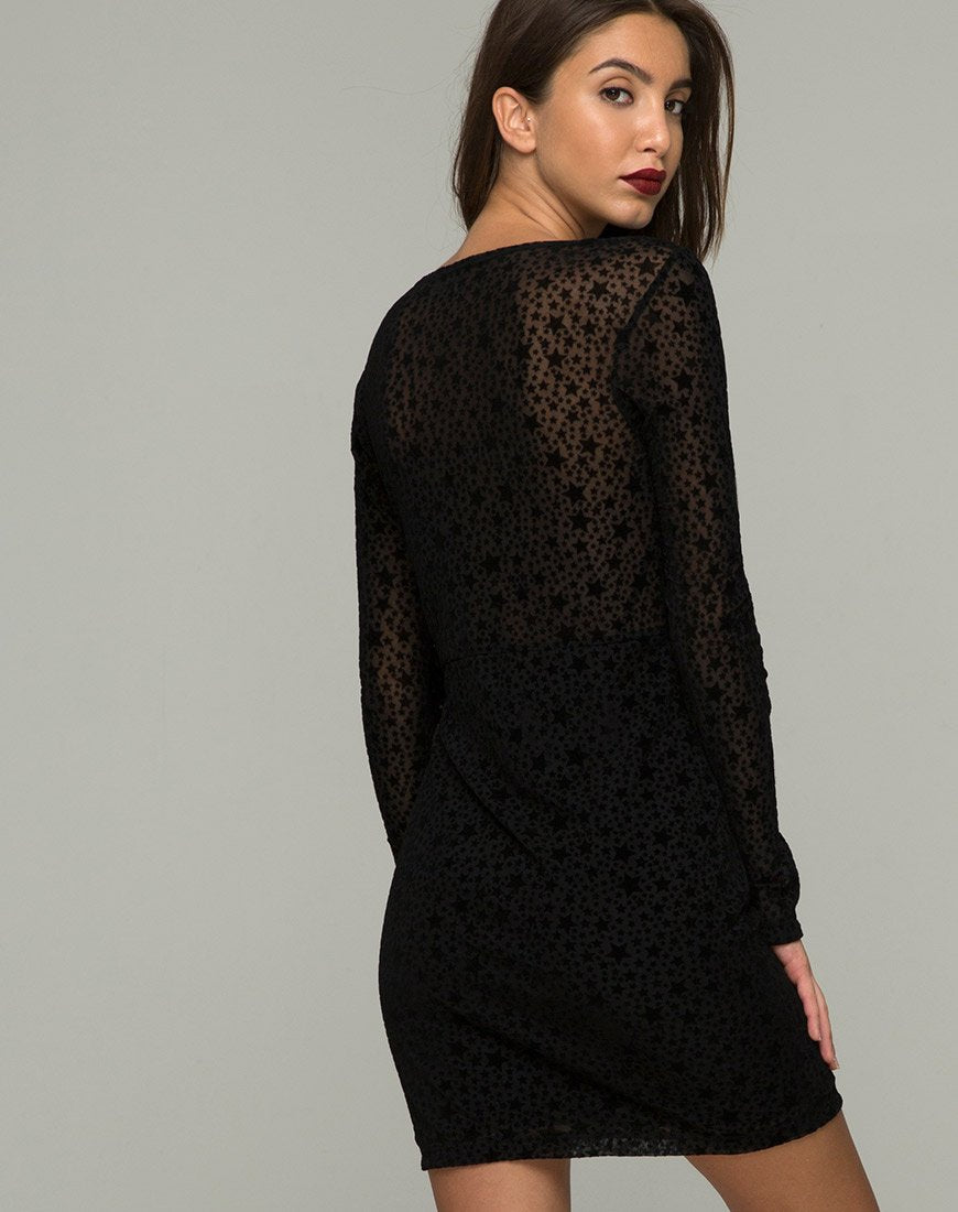 Meli Plunge Dress in Flock Star Lace Zwart