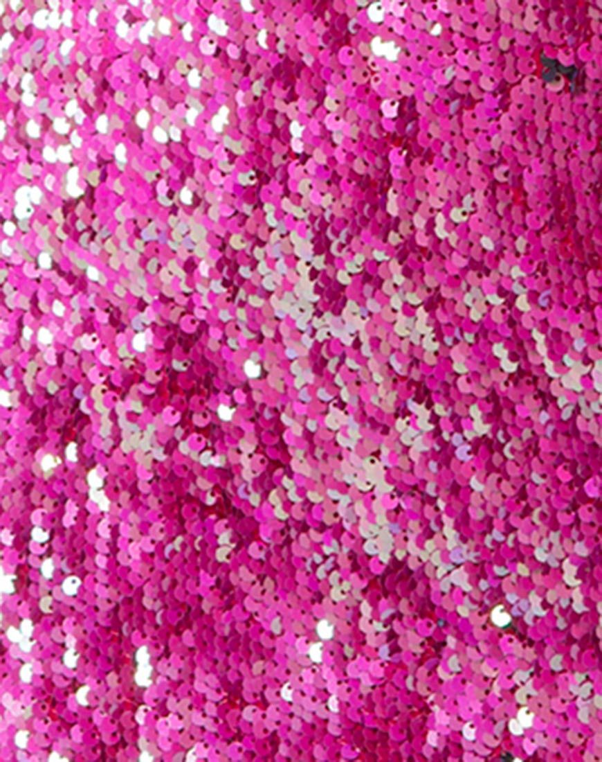 Afbeelding van Meli Plunge Dress in Fishcale Pailletten Roze
