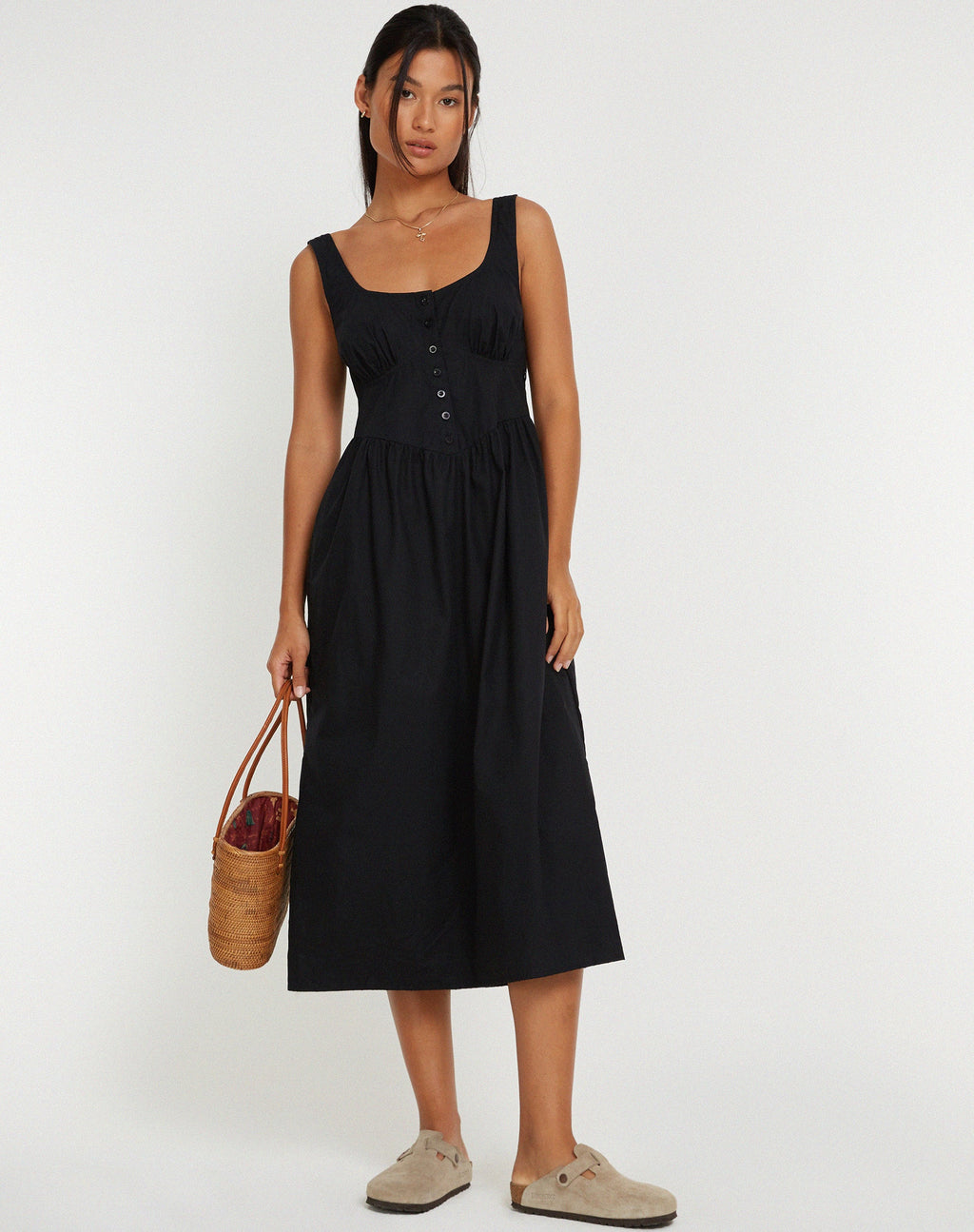 Melrose Midi Dress in Zwart