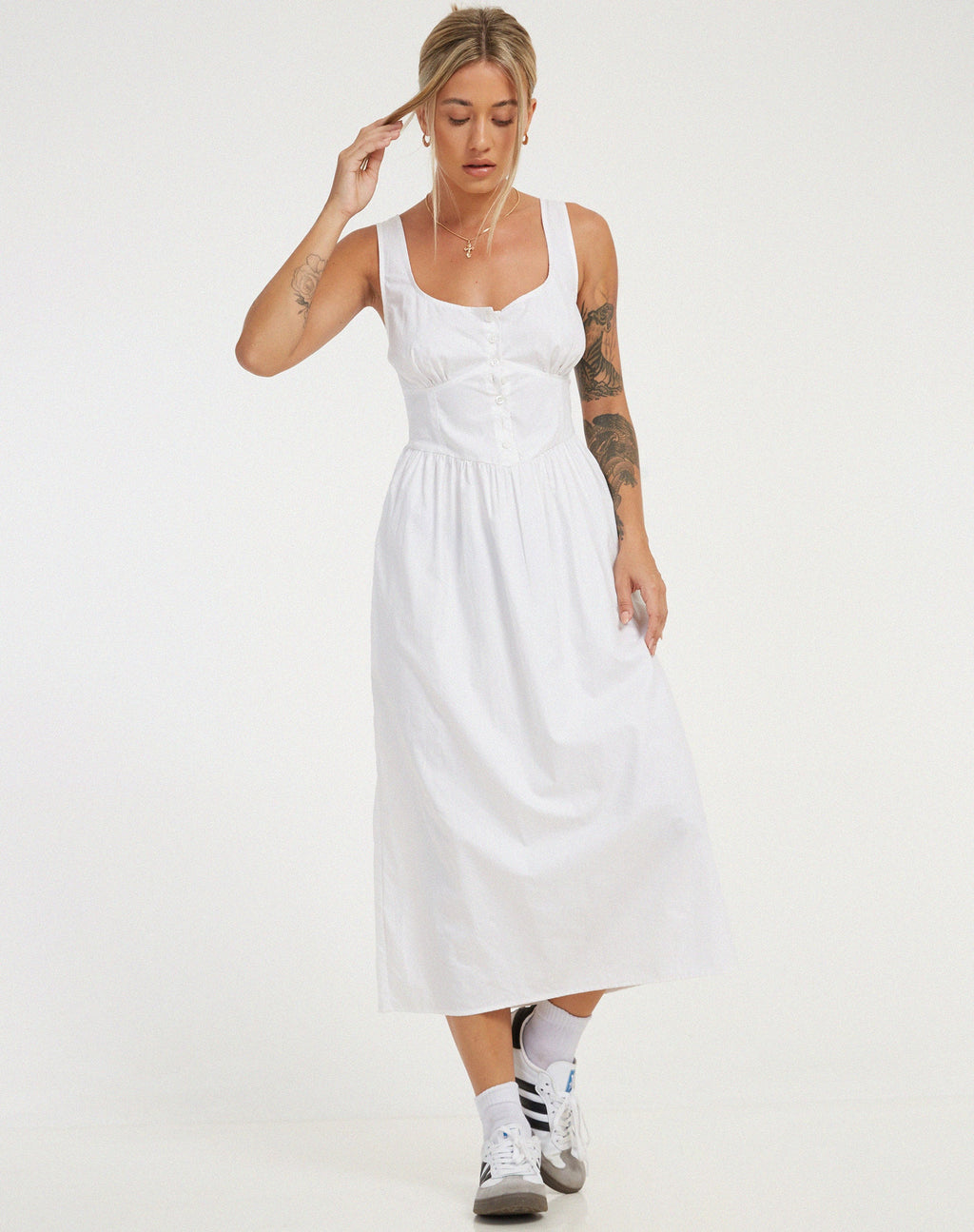 Melrose Midi Dress in Wit