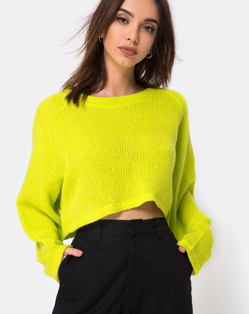Afbeelding van Melvie Cropped Sweater in Lime