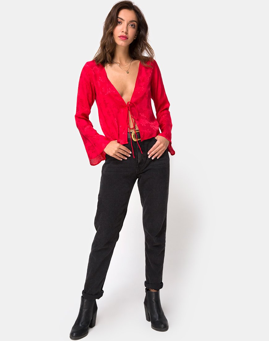 Afbeelding van Merida Blouse in Satijn Rood