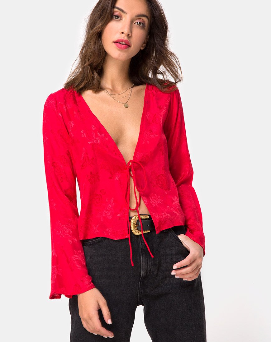 Merida Blouse in Satijn Rood