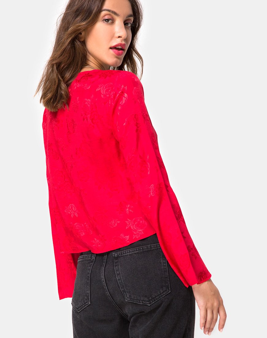 Merida Blouse in Satijn Rood