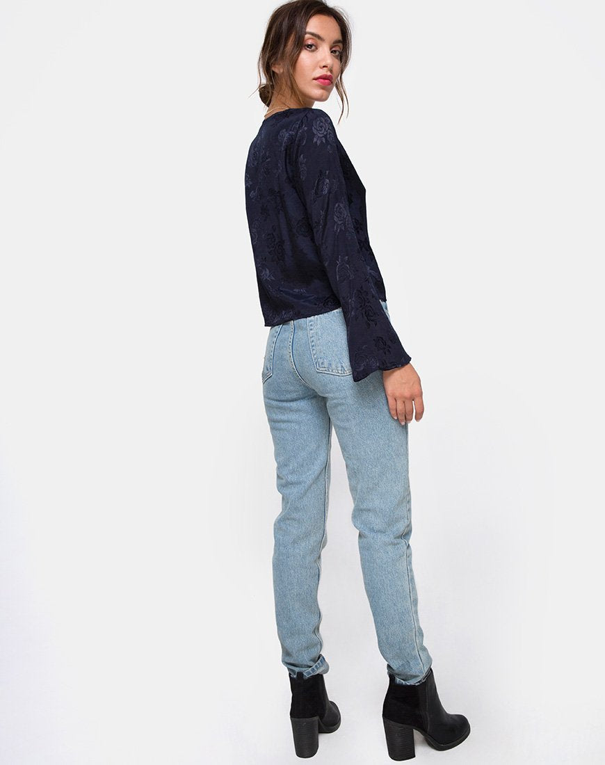 Afbeelding van Merida Blouse in Satijn Roos Marine
