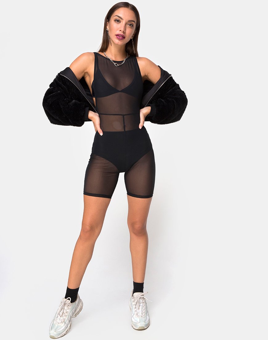 Afbeelding van Acro Unitard in Mesh Zwart