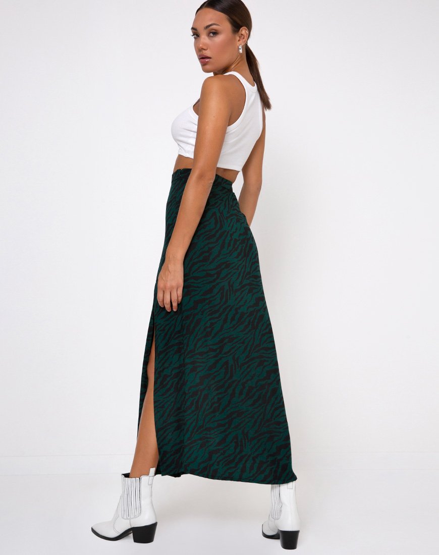 Afbeelding van Mica Maxi Rok in 90s Zebra Bosgroen
