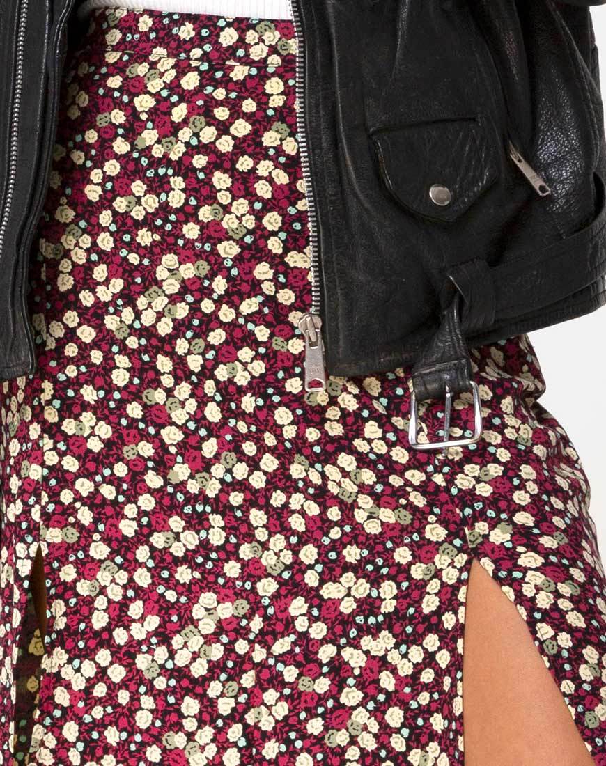 Afbeelding van Mica Maxi Rok in Bloemenveld Plum