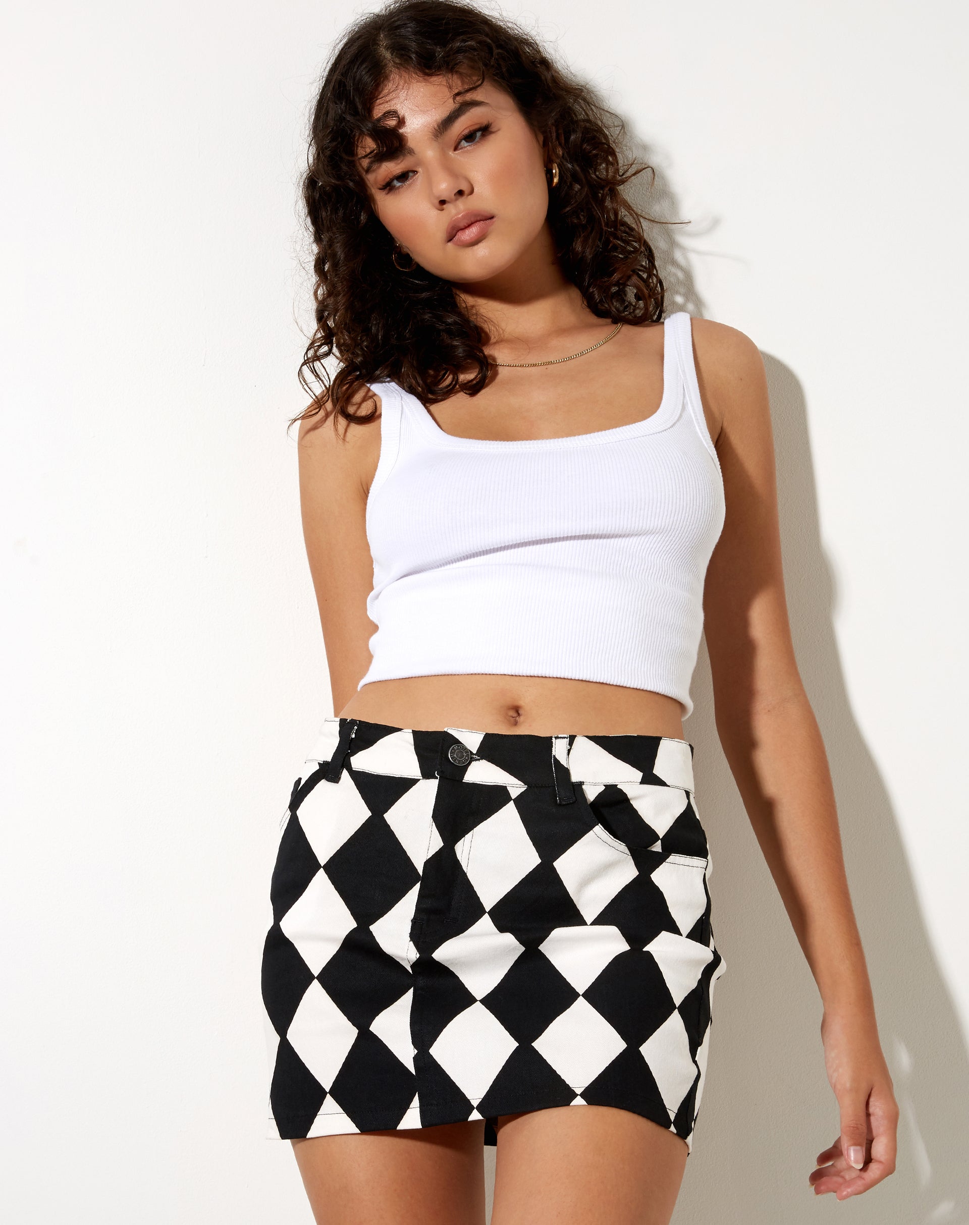 Afbeelding van Micro Broomy minirok in Harlequin zwart-wit