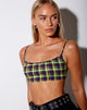 Afbeelding van Micro Crop Top in Groen en Paars Ruitje