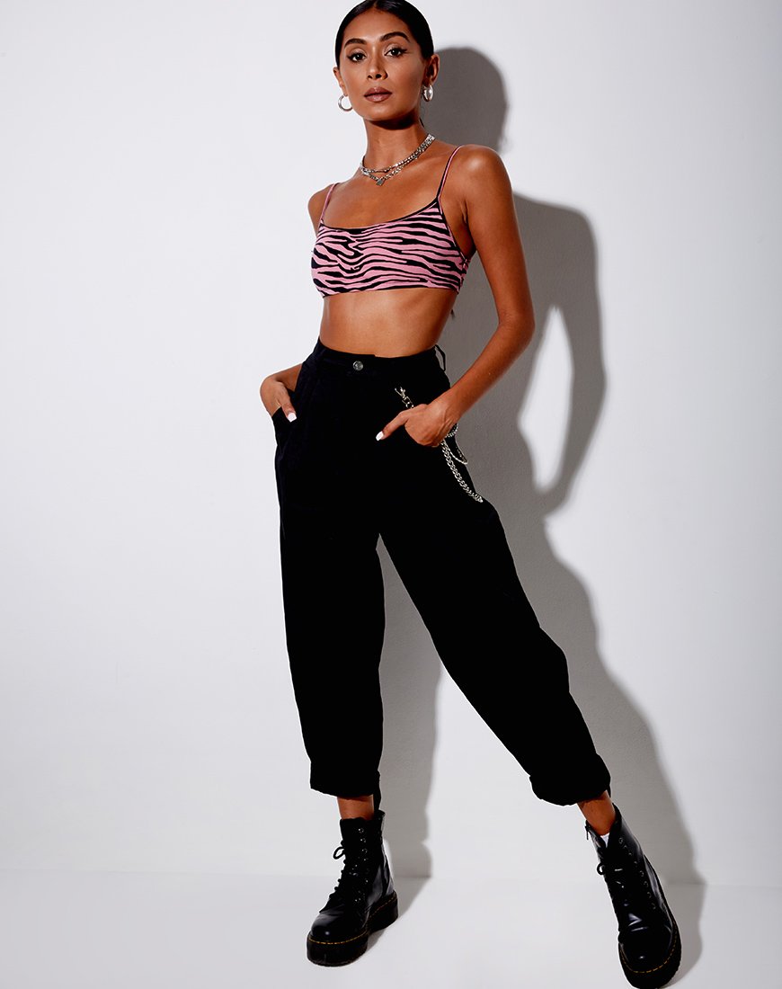 Afbeelding van Micro Crop Top in Zips Zebra Roze