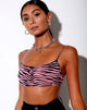 Afbeelding van Micro Crop Top in Zips Zebra Roze