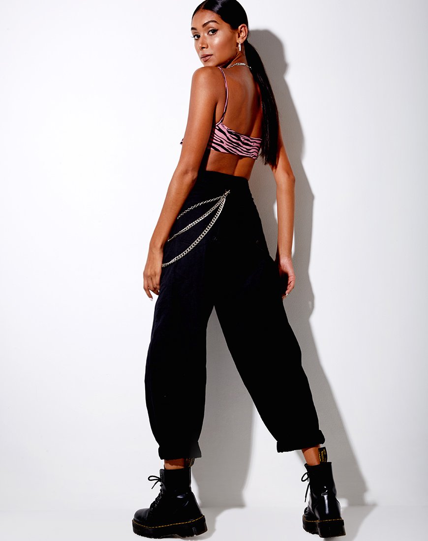 Afbeelding van Micro Crop Top in Zips Zebra Roze