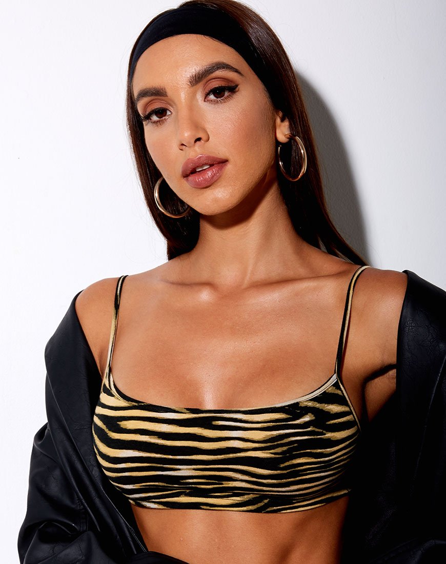 Micro Crop Top in Zip's Zebra Bruin