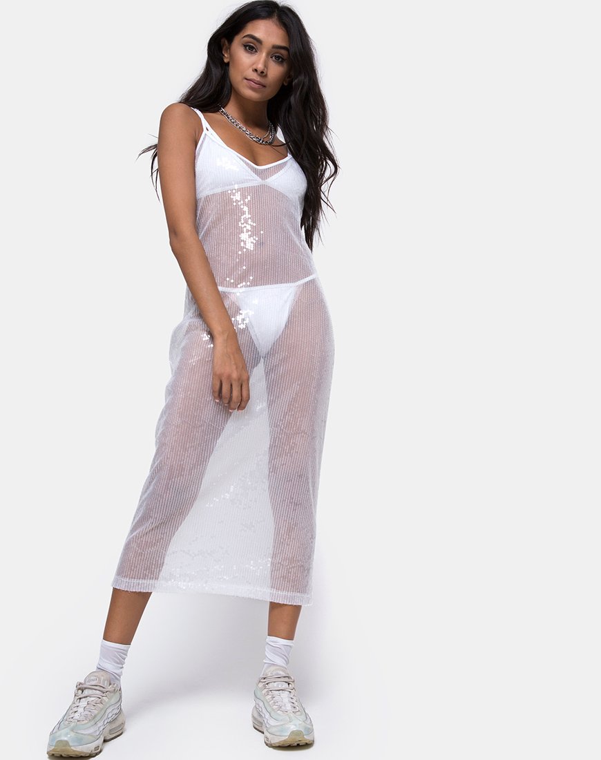 Midnight Sheer Dress in Helder Pailletten