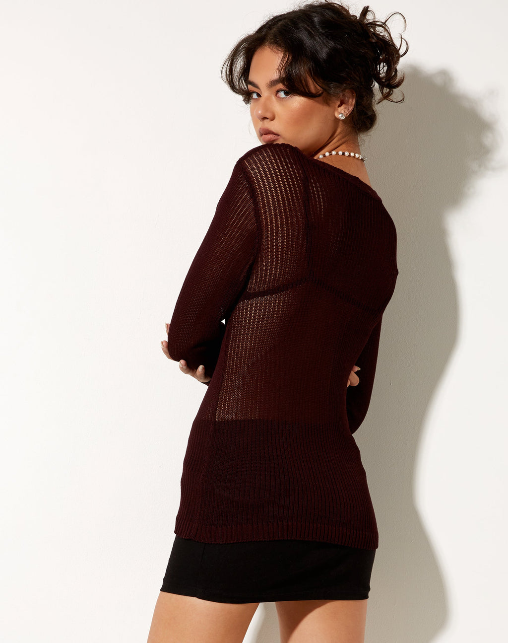 Mila Cardi in gebreide bittere chocolade