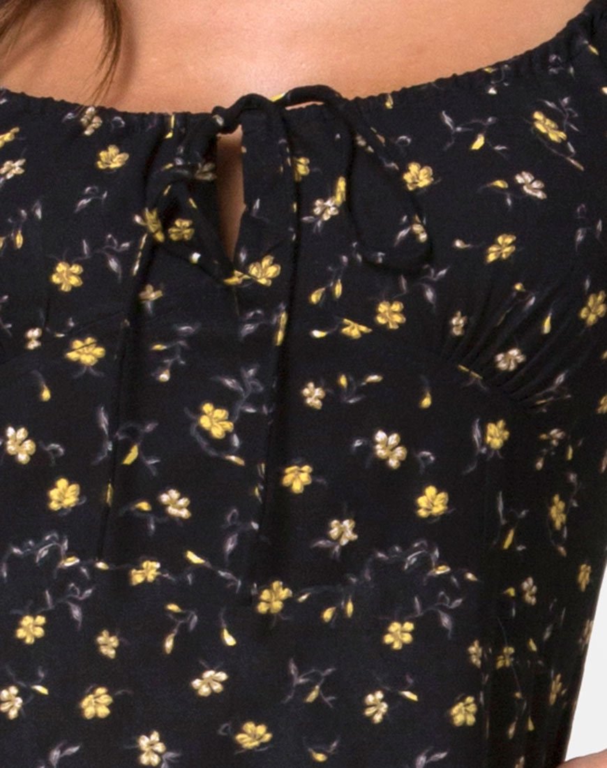 Afbeelding van Milla Midi Dress in Pretty Petal Zwart
