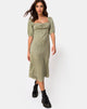Afbeelding van Millo Midi Dress in Satin Ditsy Rose Sage