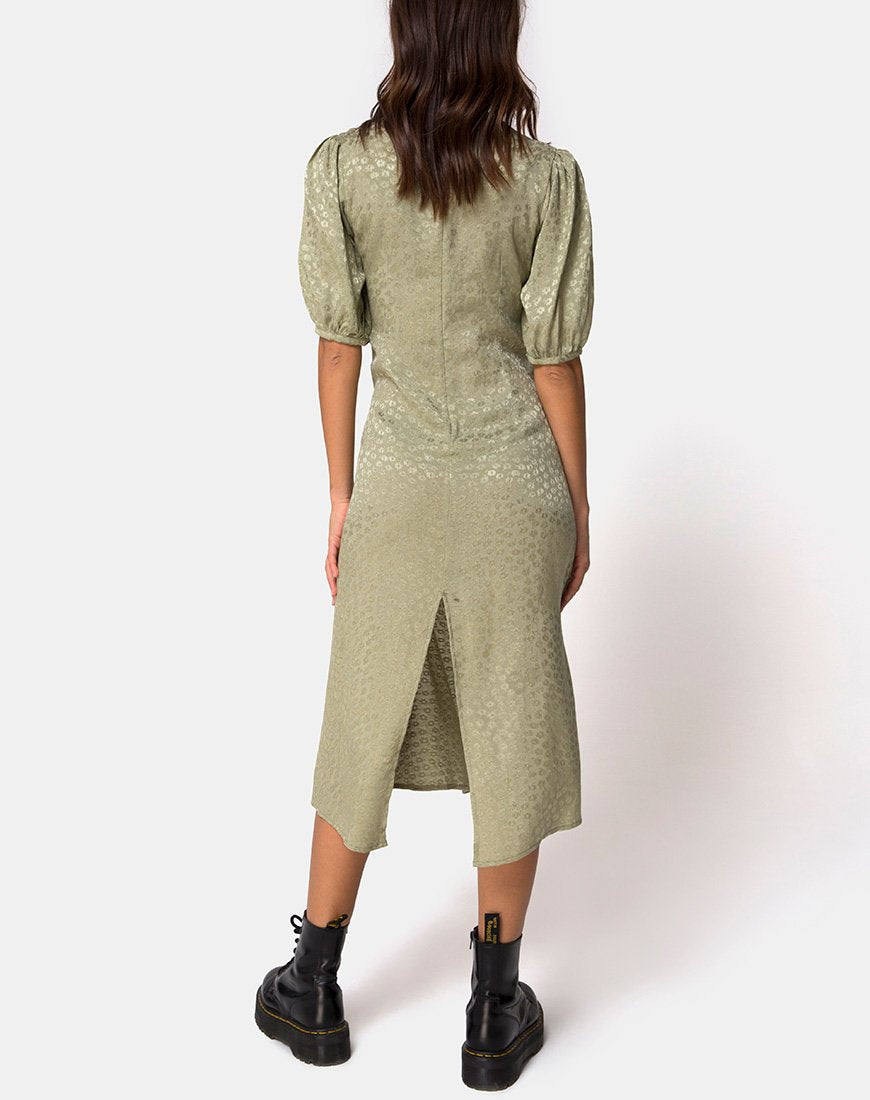 Afbeelding van Millo Midi Dress in Satin Ditsy Rose Sage