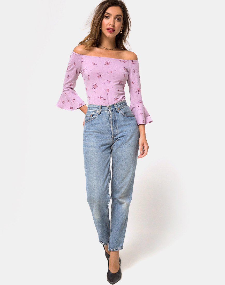 Afbeelding van Mingga Off The Shoulder Top in Forget Me Not Lilac