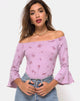 Afbeelding van Mingga Off The Shoulder Top in Forget Me Not Lilac