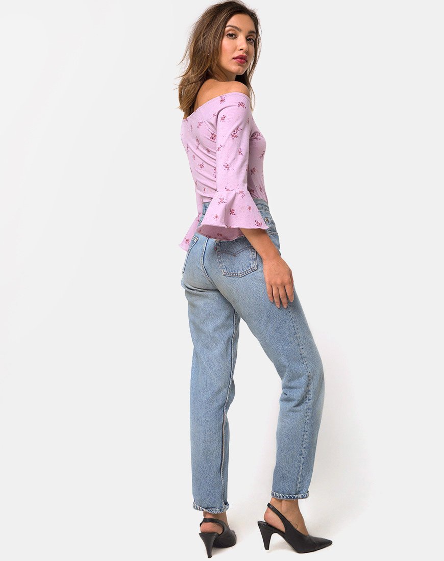 Afbeelding van Mingga Off The Shoulder Top in Forget Me Not Lilac
