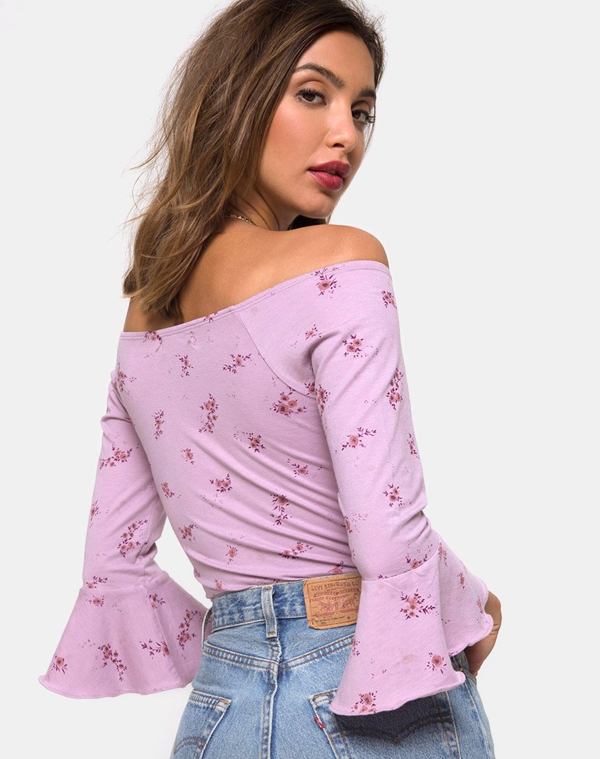 Afbeelding van Mingga Off The Shoulder Top in Forget Me Not Lilac