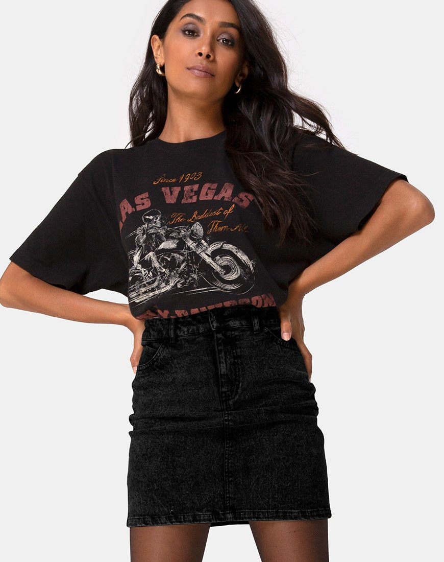 Afbeelding van Mini Broomy Rok in Black Stone Wash