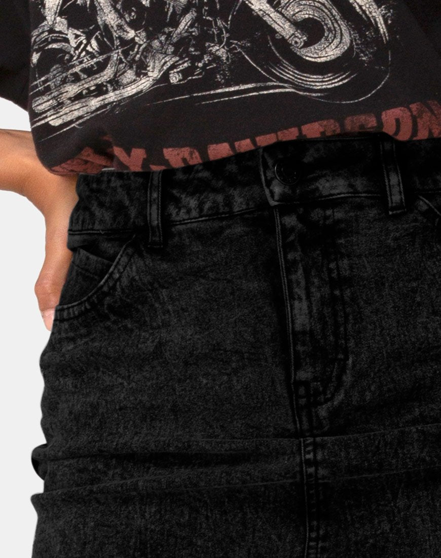 Afbeelding van Mini Broomy Rok in Black Stone Wash