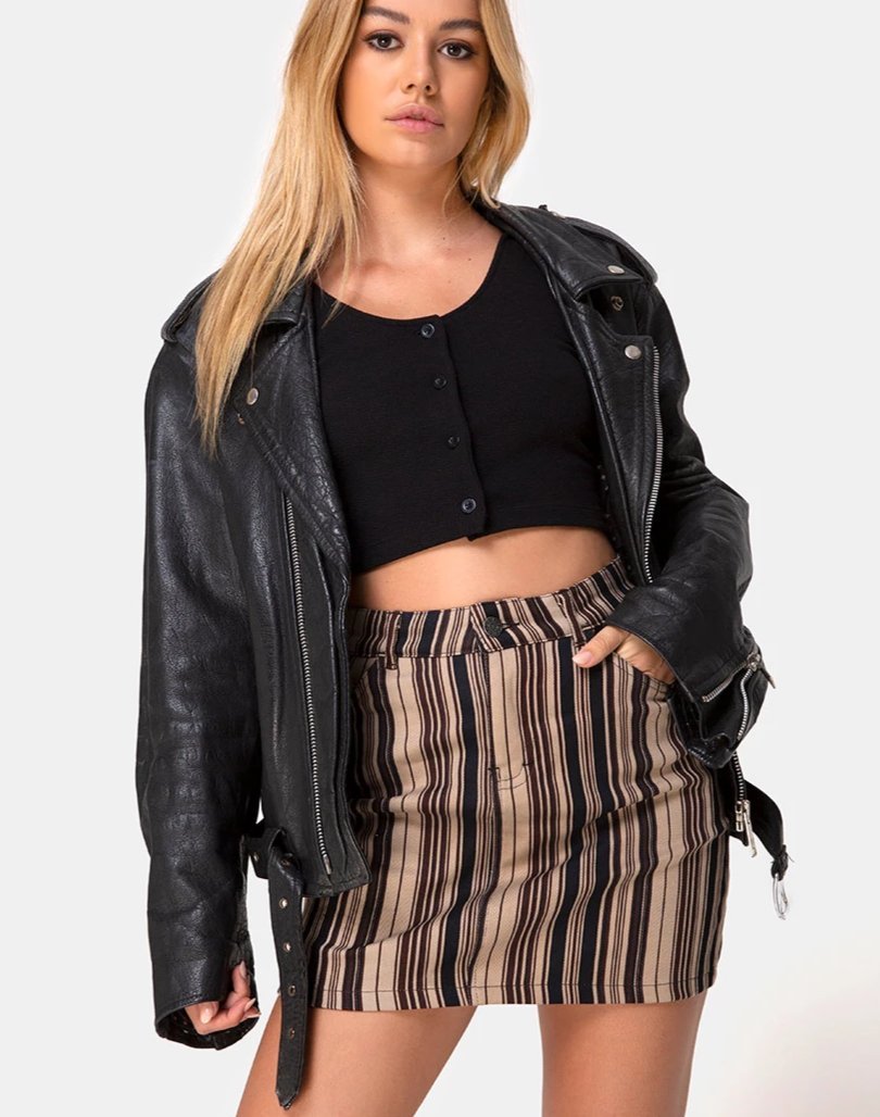 Mini bezemrokje in Mix Stripe Bruin