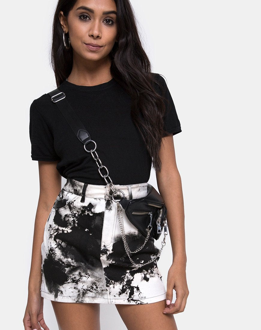 Afbeelding van Mini Broomy Rok in Mono Tie Dye Zwart Wit
