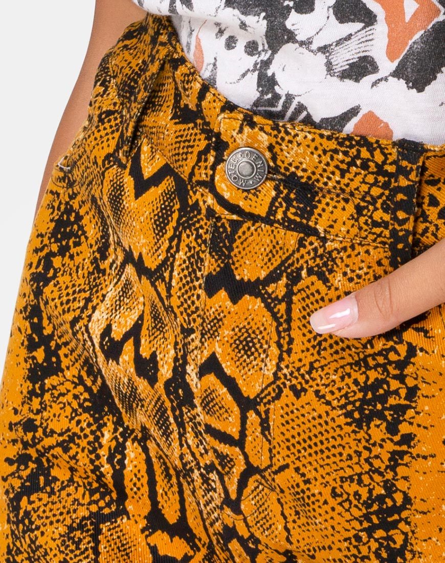 Afbeelding van Mini Broomy Rok in Snake Mustard