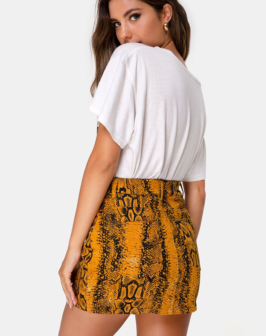 Afbeelding van Mini Broomy Rok in Snake Mustard