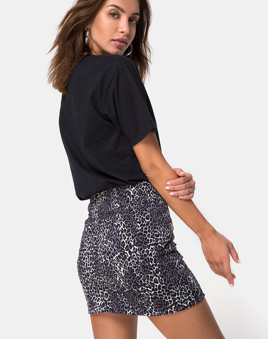 Broomy Rok in Grijs Rar Luipaardprint