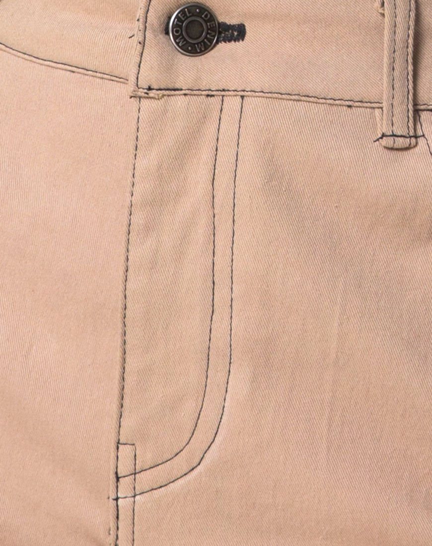 Afbeelding van Mini Broomy Rok in Tan met Zwart Stiksel