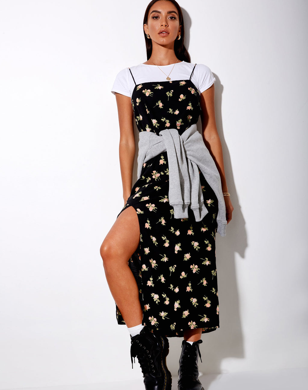Mirza Maxi Dress in Rose Garden Zwart