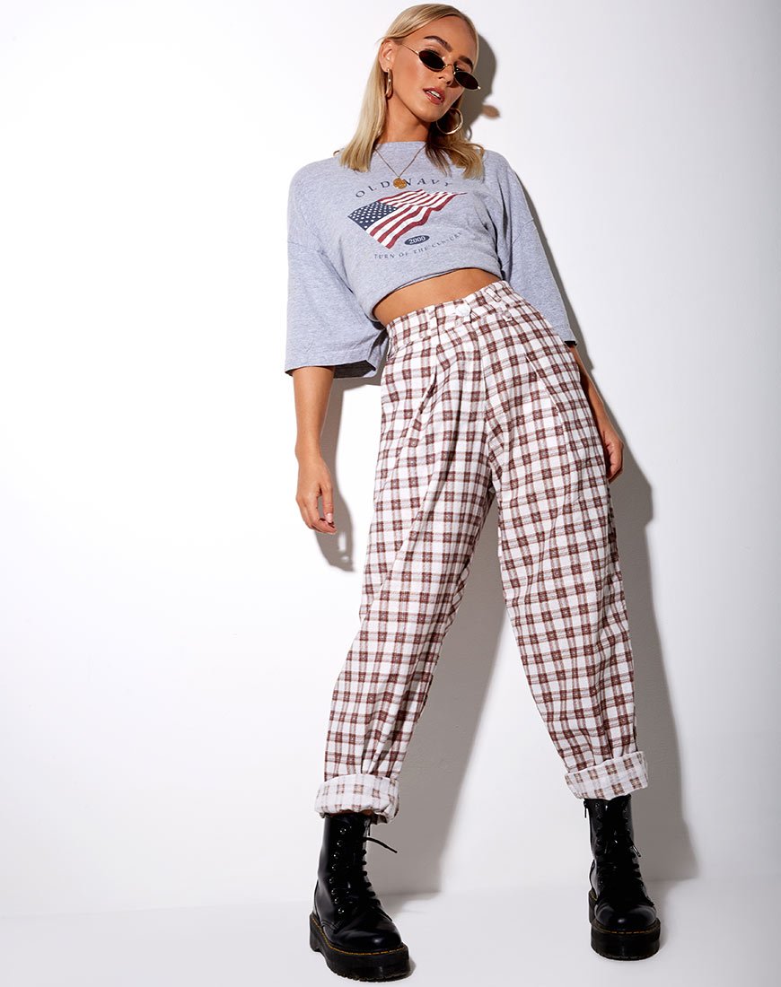 Misca broek in schaakmat bruin