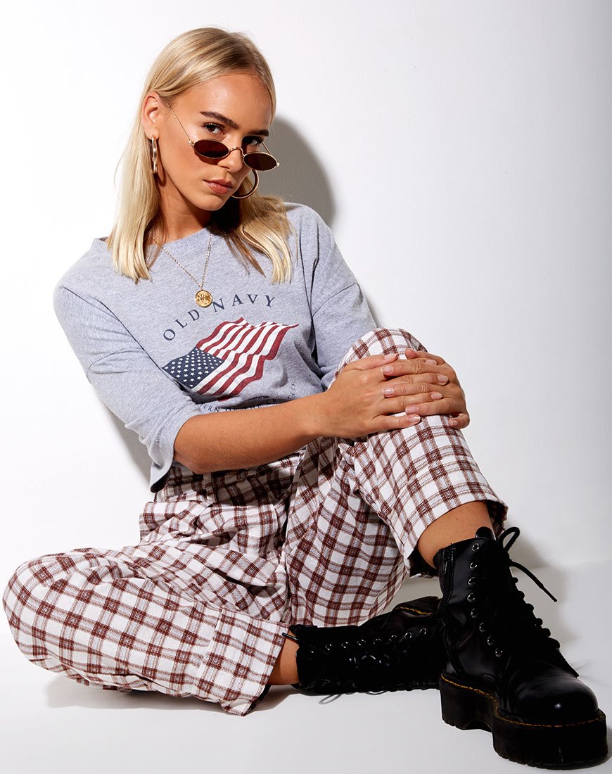 Misca broek in schaakmat bruin