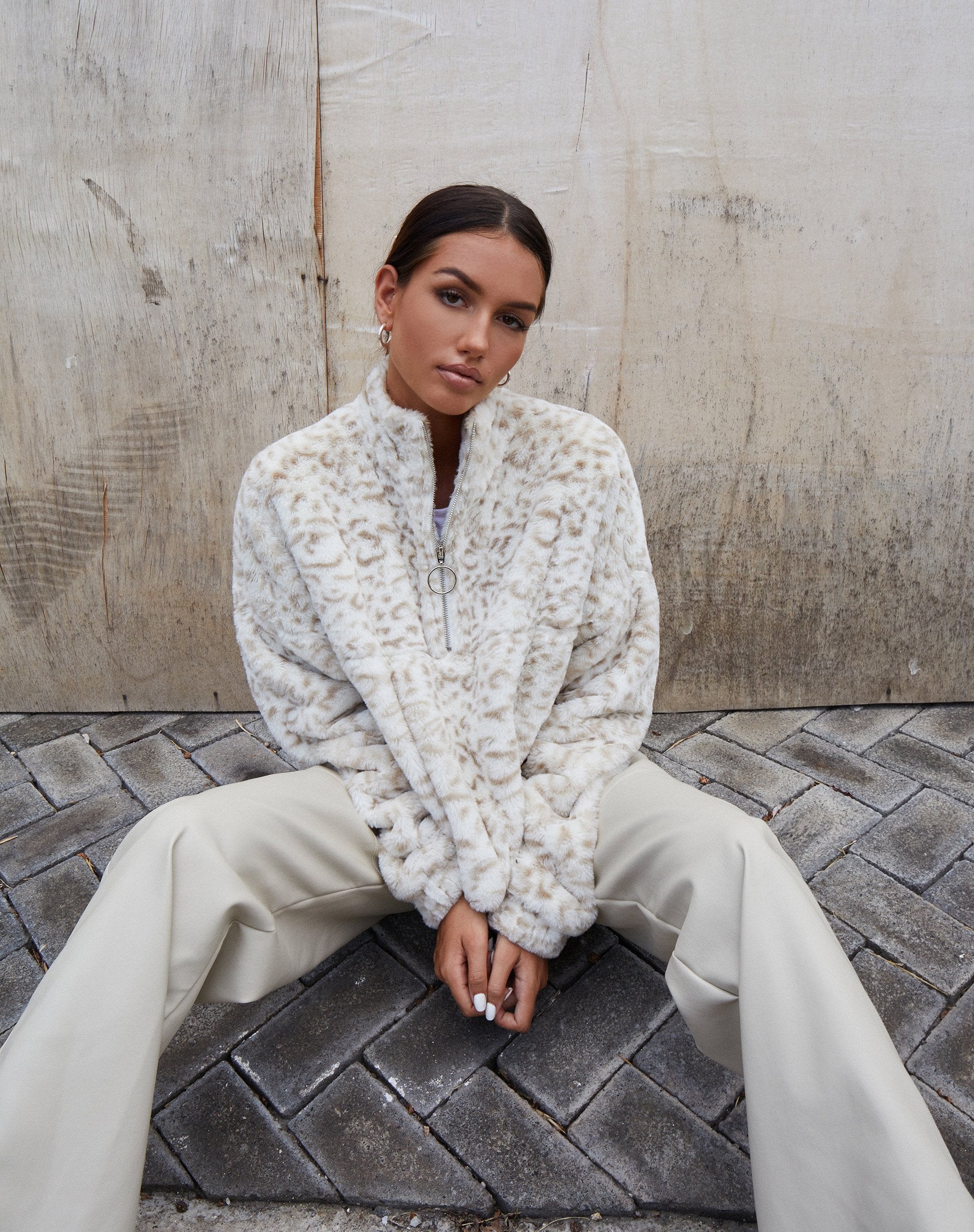 Afbeelding van Nero Ring Pull Jacket in Animal White en Cream
