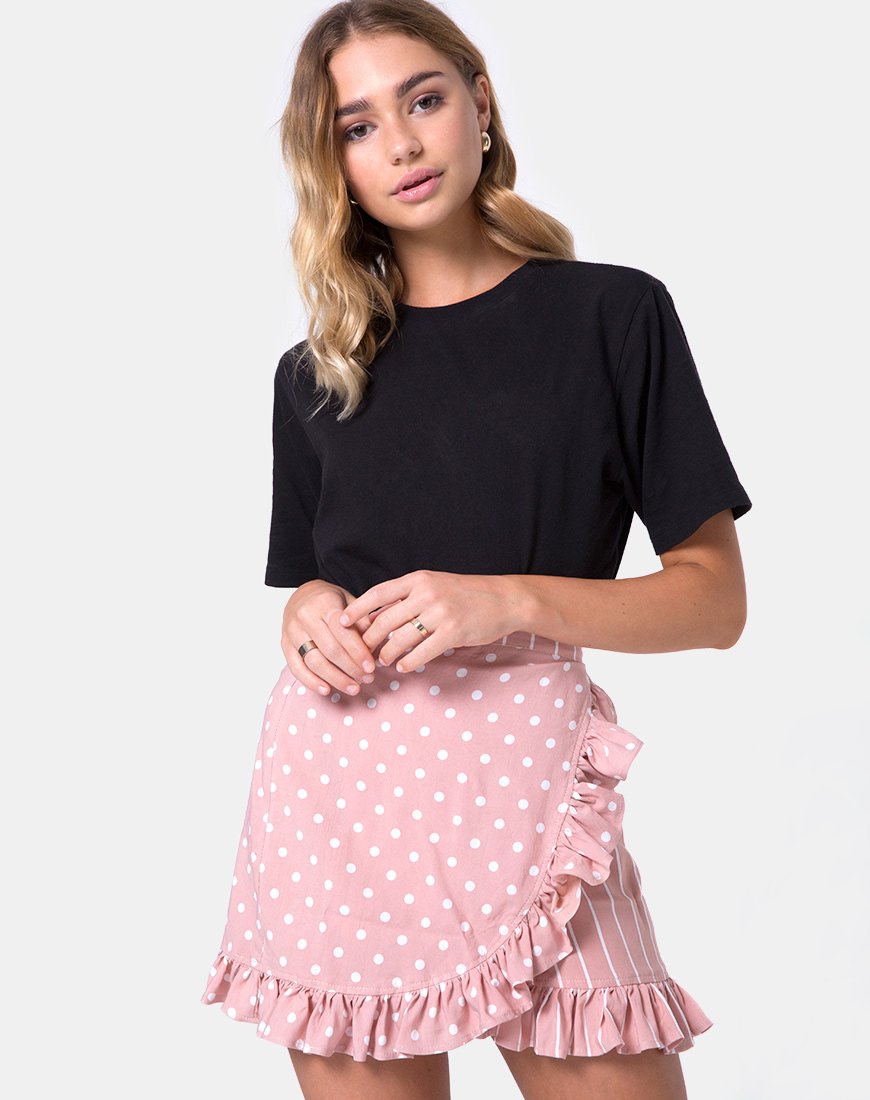 Miza minirok in gevlekte streep roze en wit