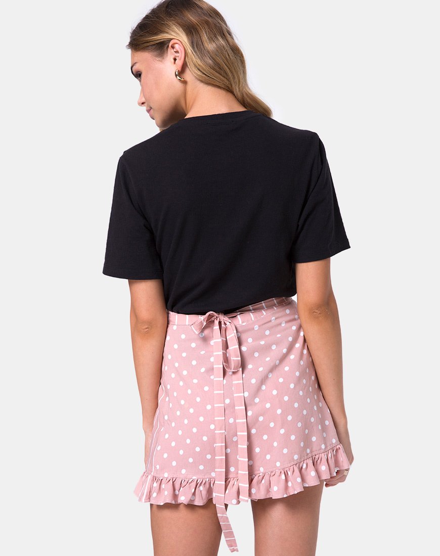 Miza minirok in gevlekte streep roze en wit
