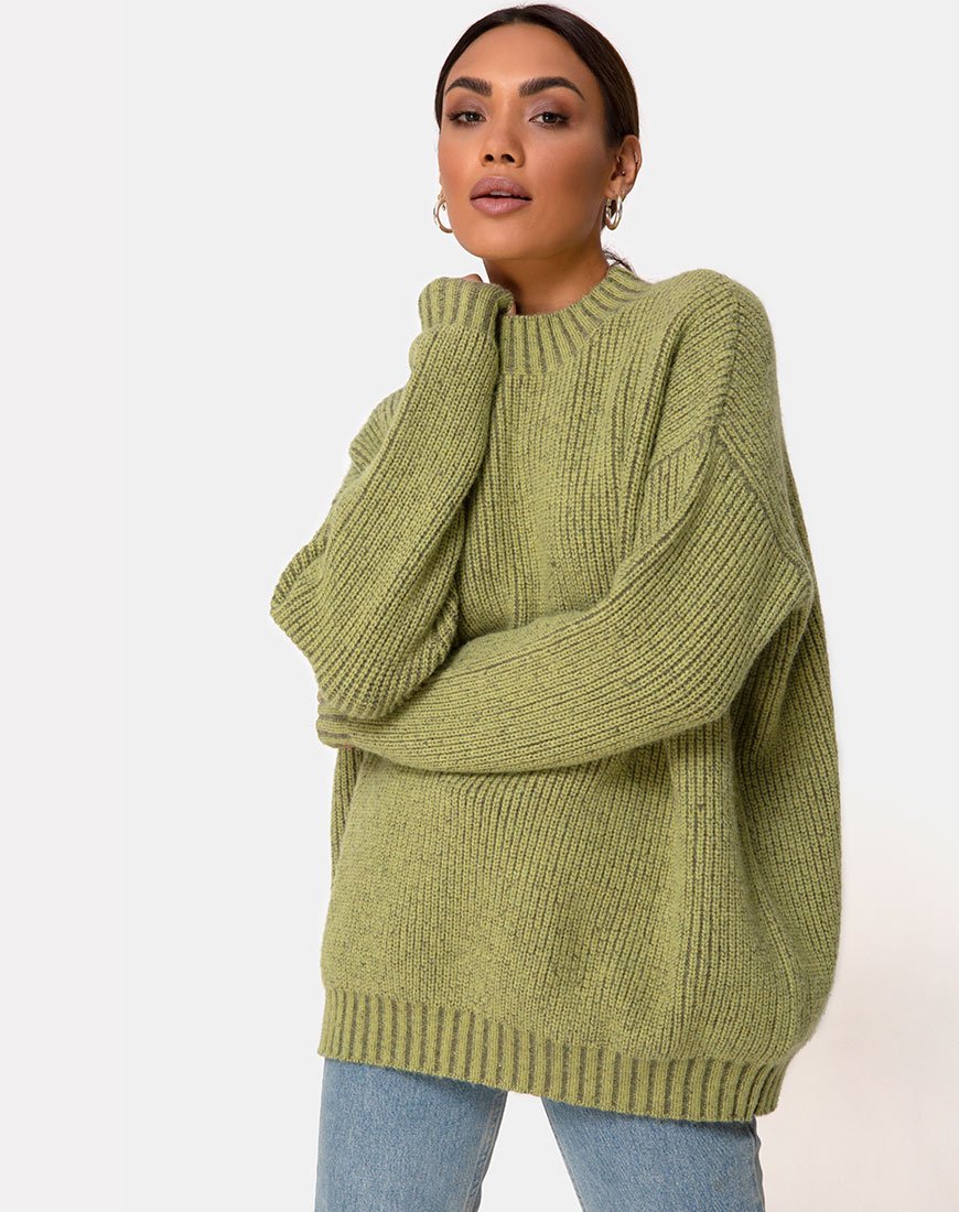 Mody Trui in Groen Rib