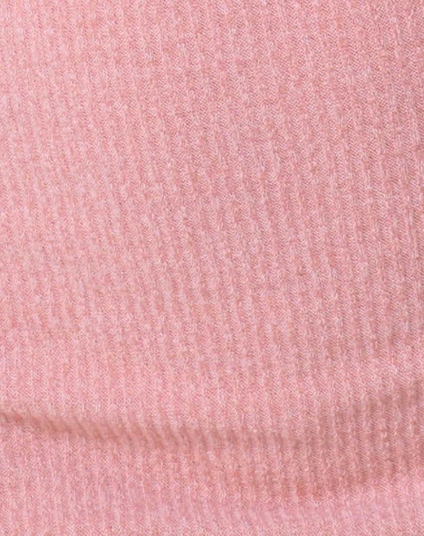 Afbeelding van Moeena Hoge Hals Top in Knit Crinkle Rib Roze