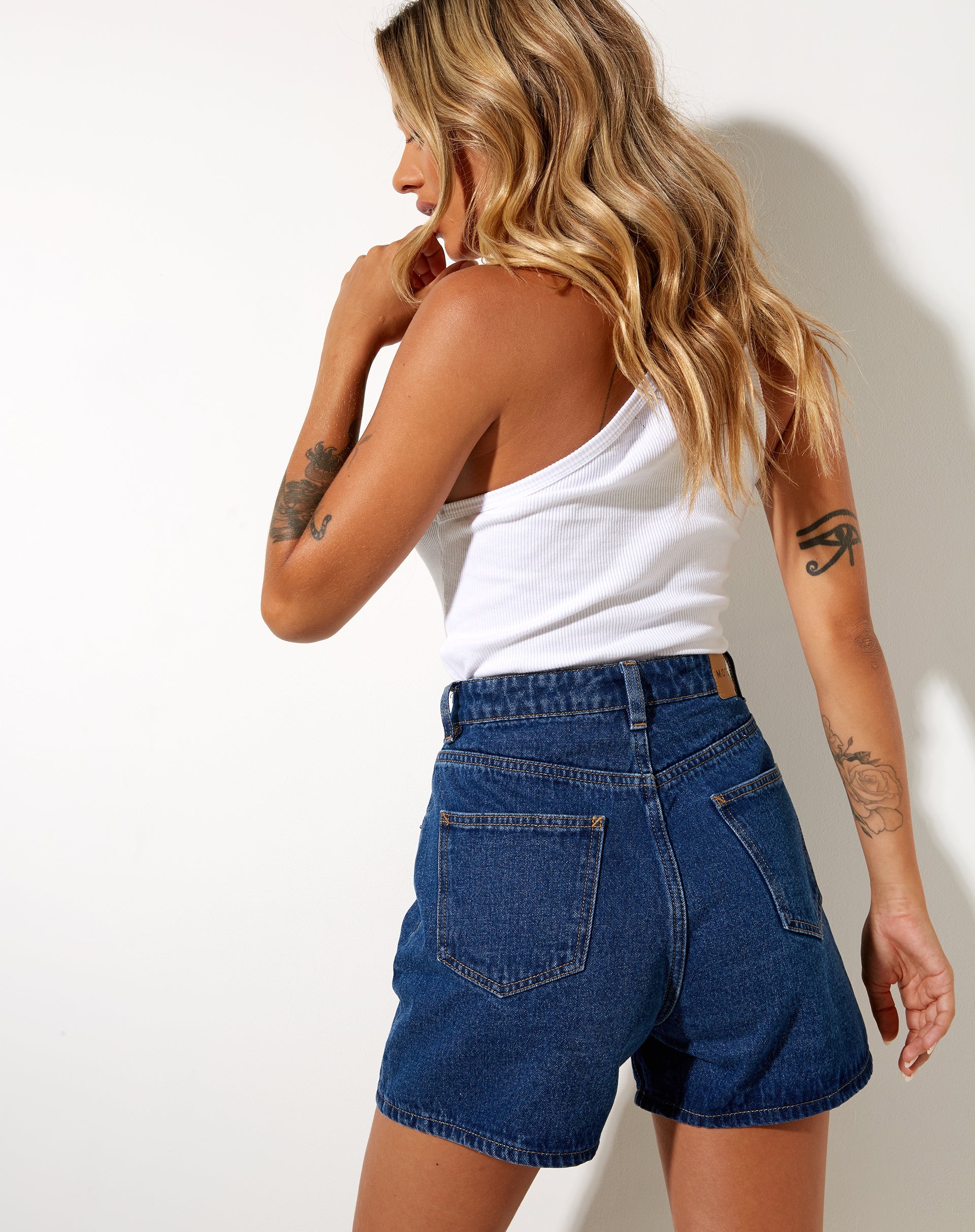 Afbeelding van Mom Denim Short in Klassiek Blauw