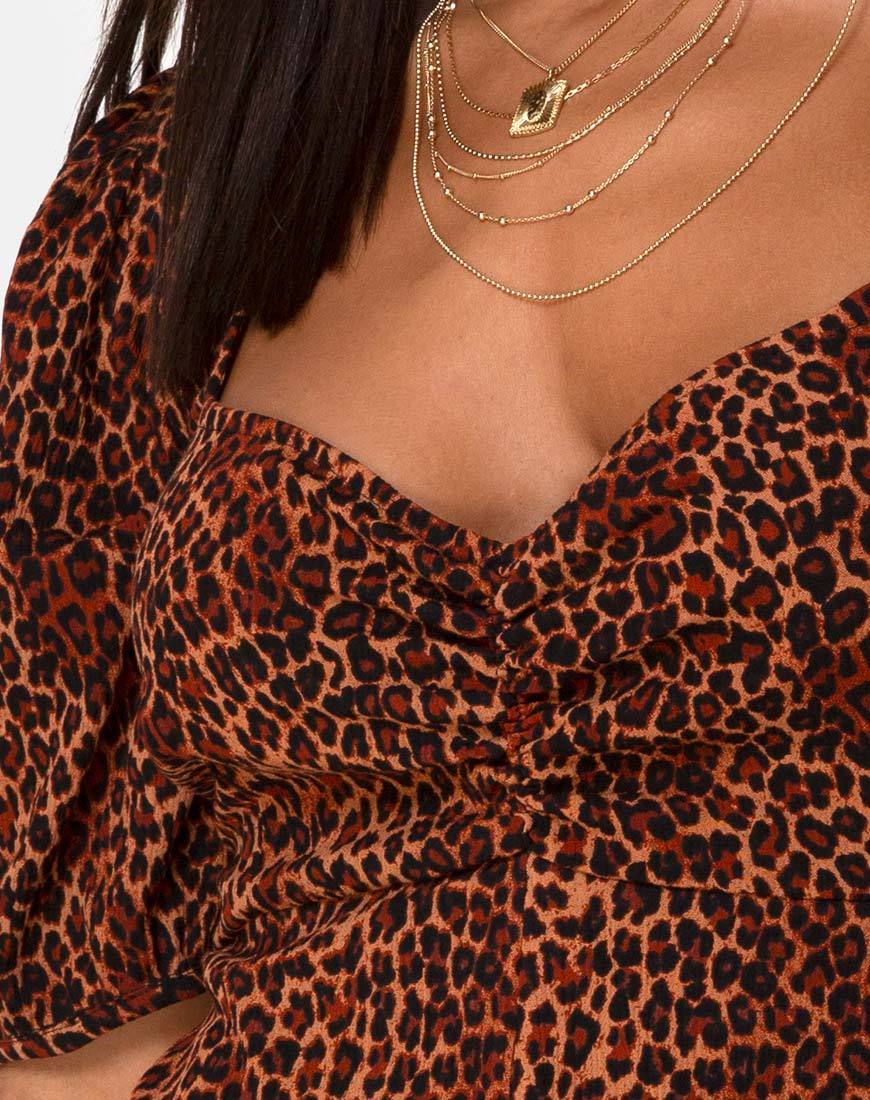 Afbeelding van Monali Playsuit in Crinkle Ditsy Leopard Orange