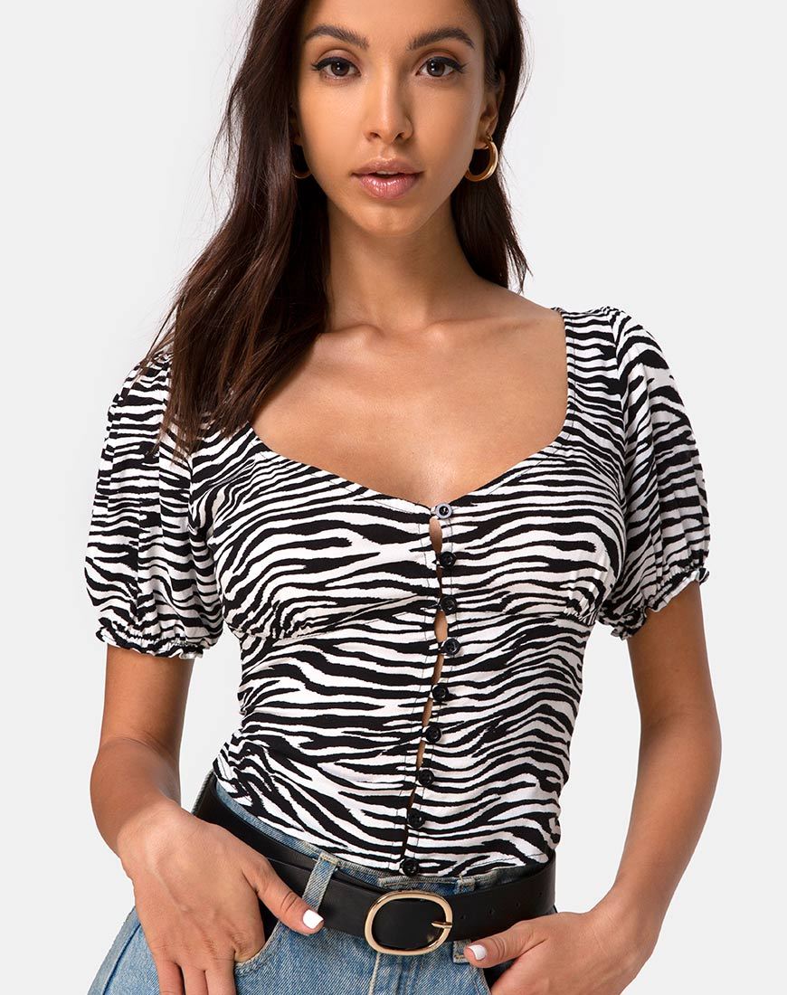 Afbeelding van Monda Crop Top in Klassiek Zebra