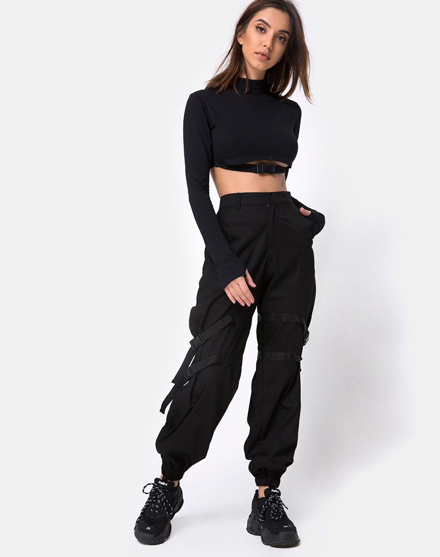 Afbeelding van Monec Crop Top in Zwart Gesp