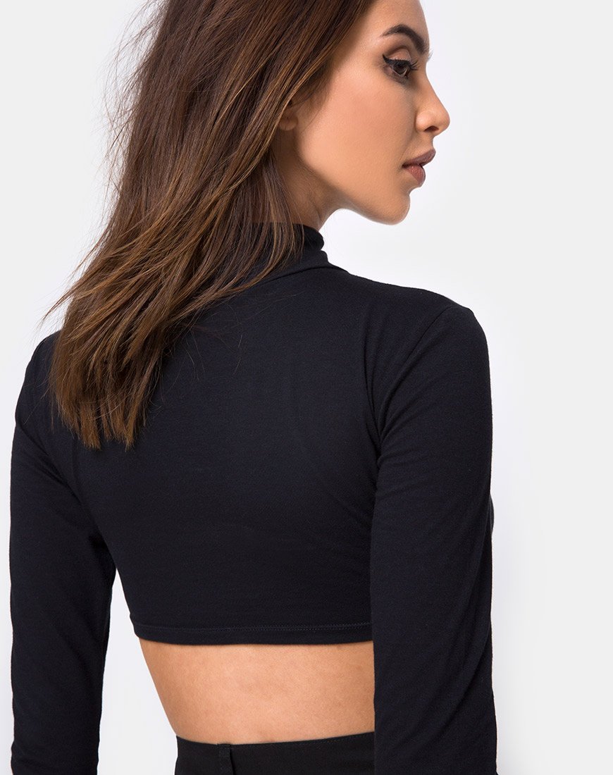 Afbeelding van Monec Crop Top in Zwart Gesp