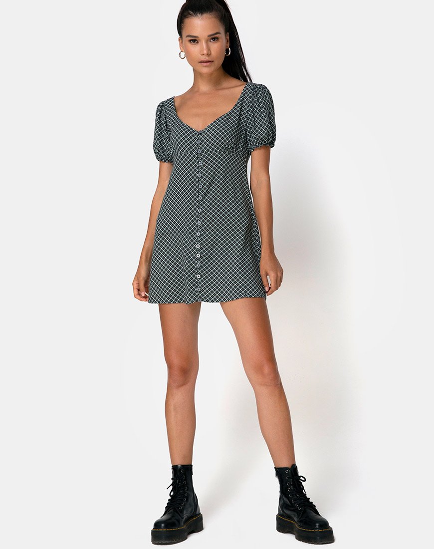 Afbeelding van Montero Mini Dress in Check it Out Green